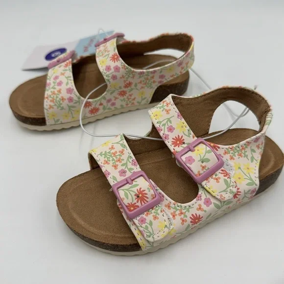 NWT Cat & Jack Toddler Reagan Floral Print Footbed Sandals Size 6 - Picture 3 of 11